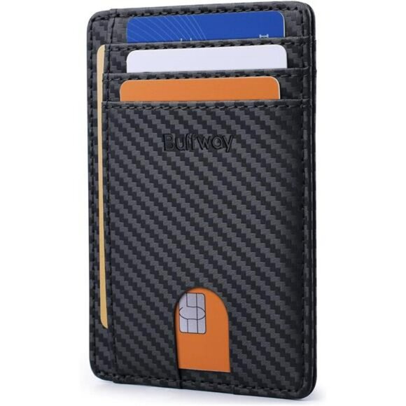 Buffway RFID Leather Wallet Slim Minimalist Front Pocket Wallet for Men Women - Picture 1 of 8